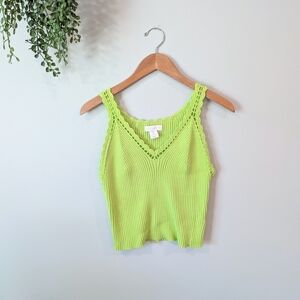 House Of Harlow Lime Green Ribbed Knit Tank Top Size Small